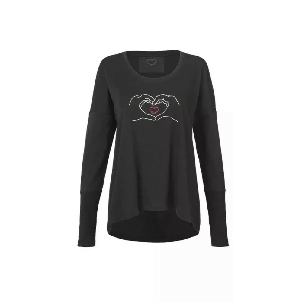Cabi Love You Tee 4197 Black Long Sleeve Heart Graphic Top Medium NWT Fall 2021